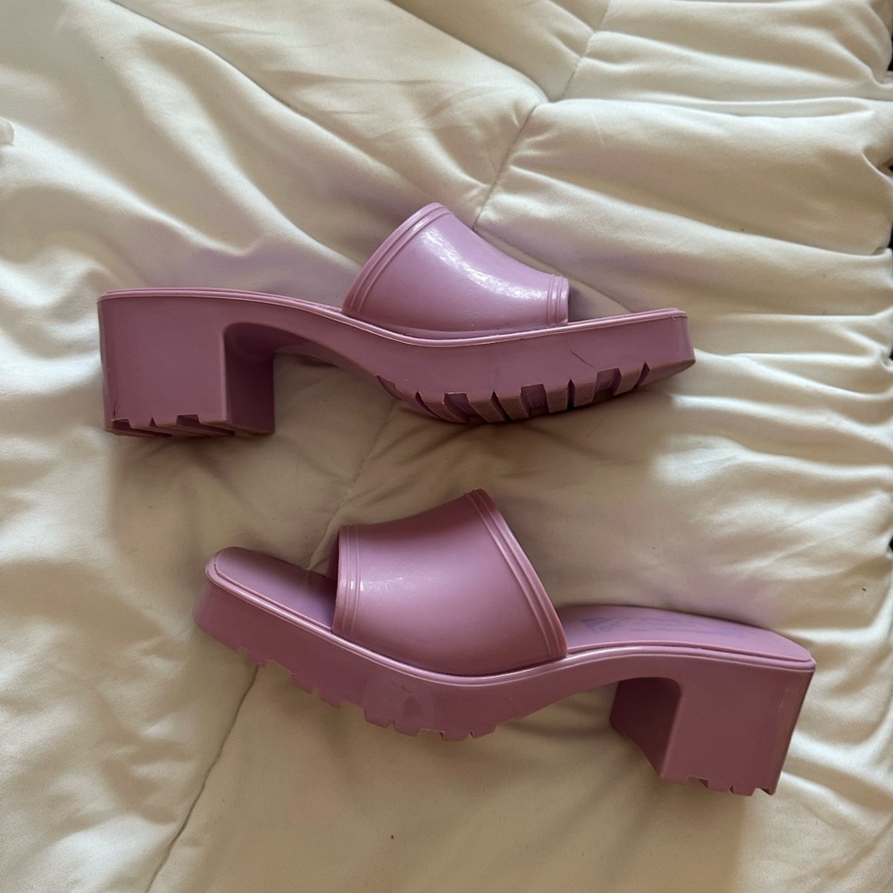 Bershka Lavender Jelly Block Heel Sandals